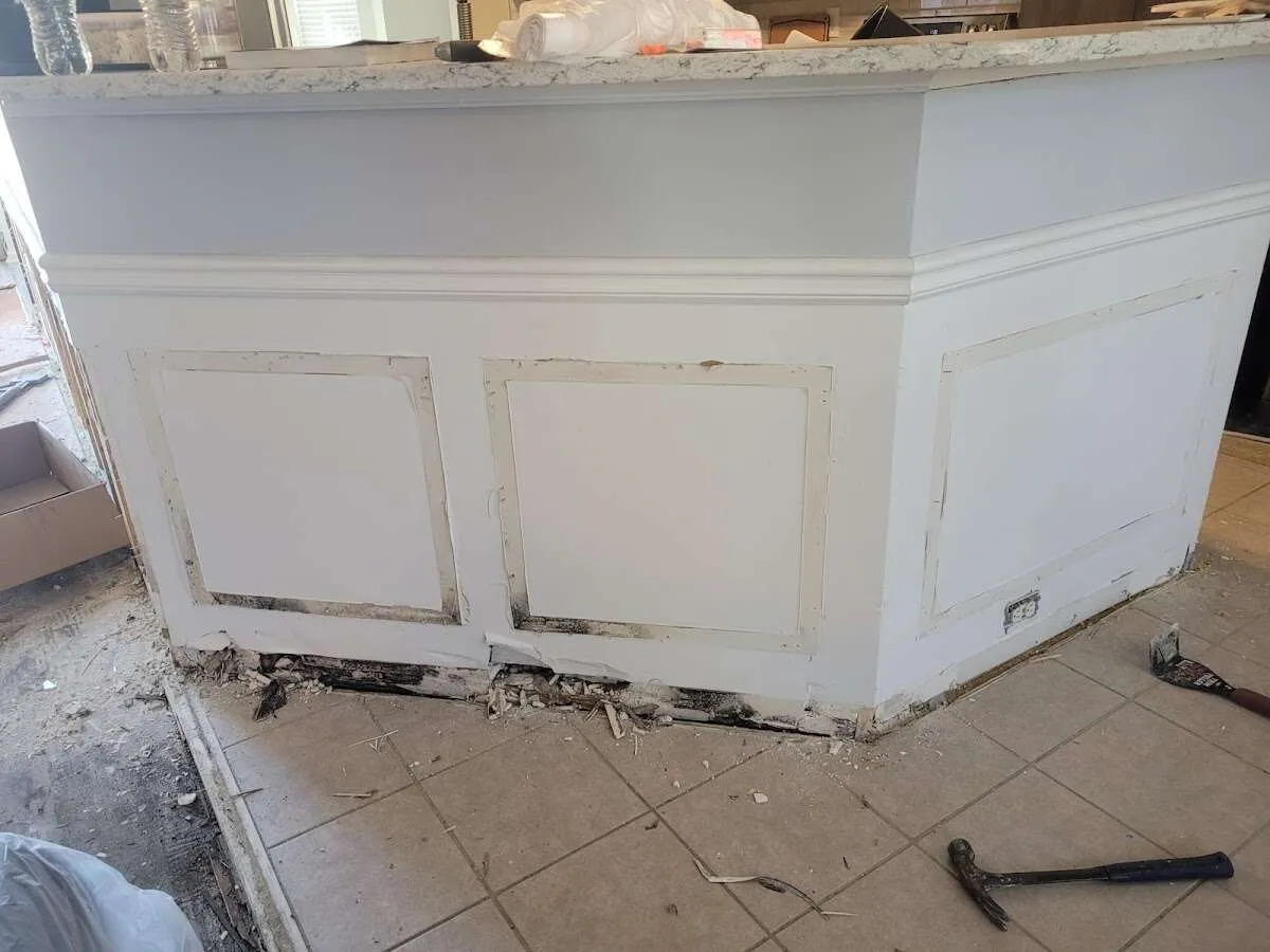 Water damage and mold on kitchen during Burst Pipe Cleanup in Palm Beach Gardens